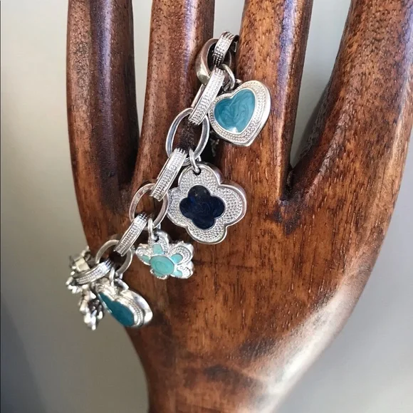 Perfectly Stunning Chunky silver & Enamel Lauren B Adams Charm Bracelet - Picture 4 of 8